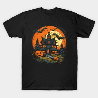 Spooky Halloween Haunted House // V4 T-Shirt